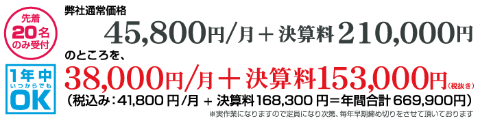 月38000円+決算料153000円